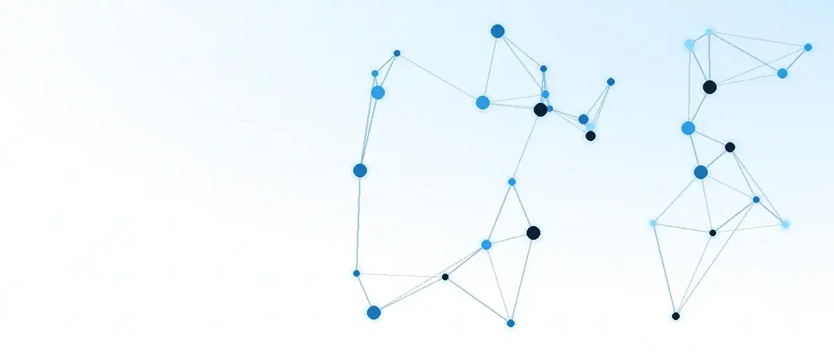 Grafik: abstraktes Netzwerk aus Knotenpunkten – Künstliche Intelligenz in der Medizin